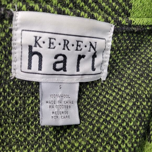 Keren Hart Jacket Coat Womens S Bufflo Plaid Wool Retro Grunge Neon Check Y2K - Picture 2 of 12